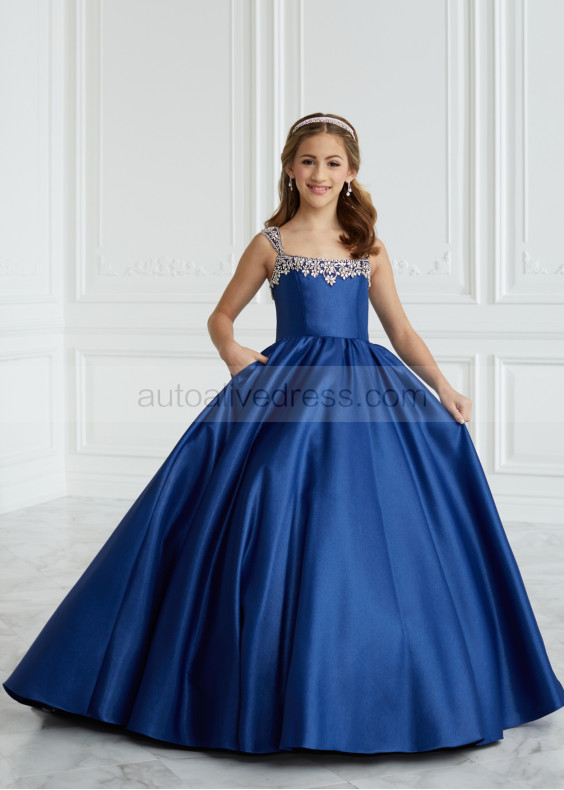 Square Neck Beaded Satin Keyhole Back Elegant Flower Girl Dress Square Neck Beaded Satin Keyhole Back Elegant Flower Girl Dress